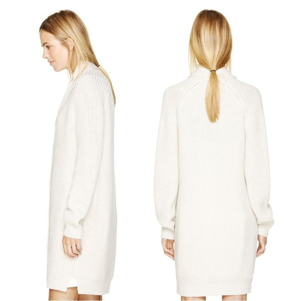 Aritzia Wilfred Tisserand Long Rib Knit Cardigan Sweater Merino Wool Size S - Picture 9 of 15